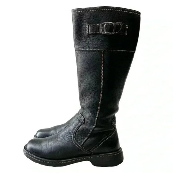 BORN Leather Riding Boots Tall Knee High Equestrian Buckle Black Size 6.5 EU37 - Picture 5 of 16